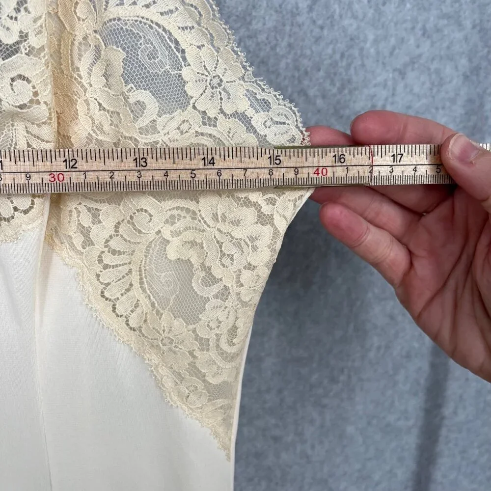 Wonder Woman Vintage Lace Trim Midi Slip Dress Size 34 Cream USA Union Made - Picture 10 of 11